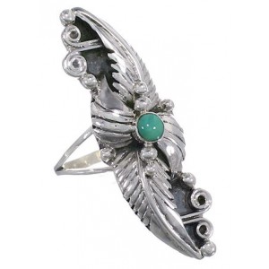 Southwest Turquoise Sterling Silver Scalloped Leaf Ring Size 7 OS59038