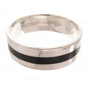 Onyx Sterling Silver Southwestern Ring Band Size 5-3/4 PS59716