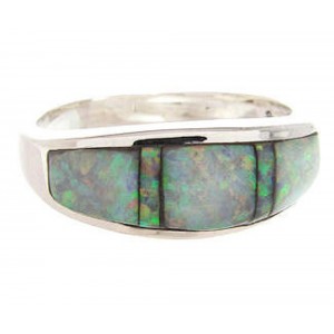 Southwest Sterling Silver Opal Inlay Jewelry Ring Size 6 YS59377