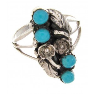 Turquoise Jewelry Silver Southwestern Ring Size 7-1/2 YS62477