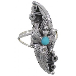Leaf Jewelry Silver Turquoise Southwest Ring Size 5-1/4 YS60339