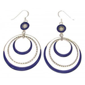 Sterling Silver and Lapis Inlay Hook Dangle Earrings IS59671