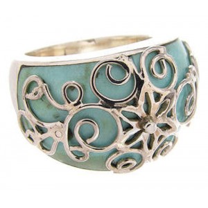 Southwestern Jewelry Turquoise Sterling Silver Ring Size 4-3/4 YS61019