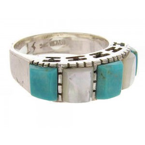 Mother Of Pearl Turquoise Southwest Jewelry Ring Size 4-3/4 MW64133