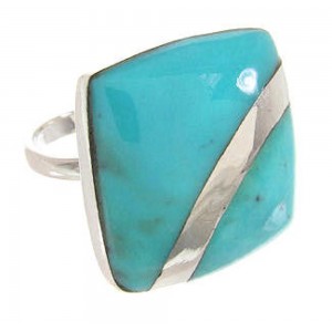 Silver Jewelry Southwest Turquoise Ring Size 8-3/4 MW63841