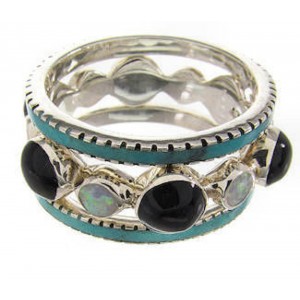 Multicolor Silver Southwest Stackable Ring Set Size 8-1/4 BW64028