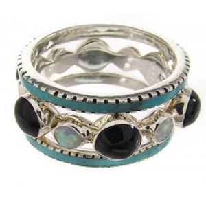 Southwest Multicolor Silver Stackable Ring Set Size 7-3/4 BW64068