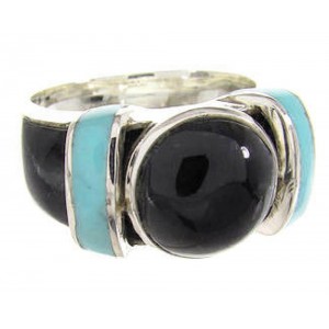 SouthwestTurquoise And Jet Ring Jewelry Size 8-1/4 BW62802