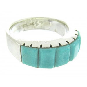 Turquoise Inlay Silver Southwestern Ring Size 5 CW63646