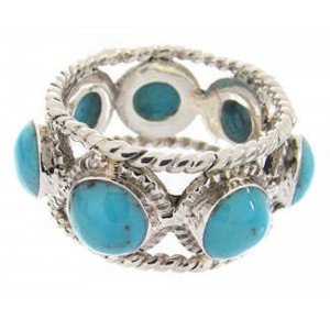 Southwestern Turquoise Sterling Silver Ring Size 8-1/4 PS61519