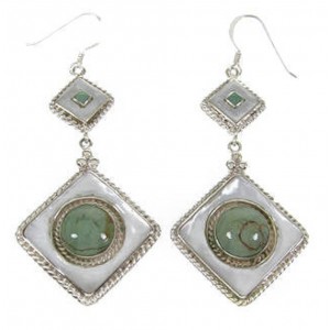 Turquoise Mother of Pearl Silver Earrings PS62124