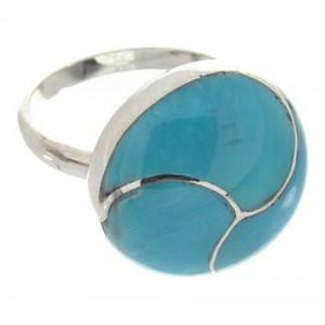 Silver Southwestern Turquoise Inlay Ring Size 5-1/2 YS63531
