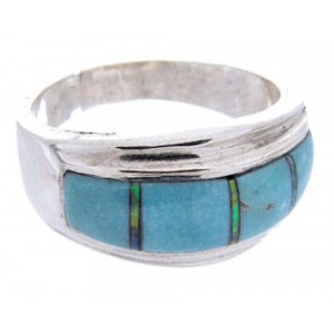 Sterling Silver Jewelry Turquoise Opal Inlay Ring Size 7-1/4 RS44967