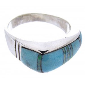 Turquoise And Opal Inlay Sterling Silver Ring Size 7-1/4 AW64358
