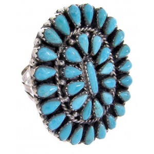 Turquoise Sterling Silver Jewelry Southwest Ring Size 8-3/4 AW64535