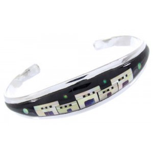 Multicolor Silver Native American Design Cuff Bracelet YS66616