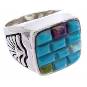 Southwestern Turquoise Multicolor Jewelry Ring Size 8-3/4 AW68943 