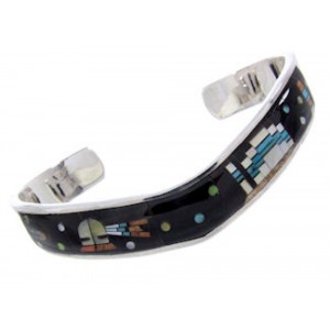 Multicolor Silver Native American Mesa Design Cuff Bracelet YS67427