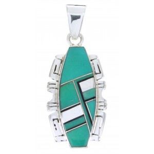 Sterling Silver Turquoise Jet Inlay Pendant JW66027
