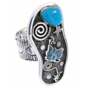 Turquoise Butterfly Silver Jewelry Southwest Ring Size 8-1/2 MW66870