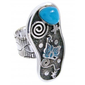 Turquoise Butterfly Silver Jewelry Southwest Ring Size 7-1/4 MW66877 