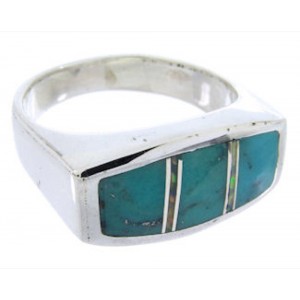 Southwest Turquoise Opal Sterling Silver Ring Size 7-1/4 IS68202