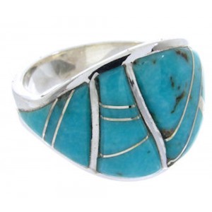 Southwestern Authentic Sterling Silver And Turquoise Ring Size 6-3/4 YX87501