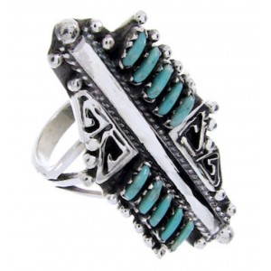 Silver Needlepoint Turquoise Southwest Jewelry Ring Size 7-1/4 BW67949