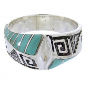 Turquoise And Silver Southwestern Ring Size 5 BW68386