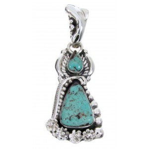 Southwestern Jewelry Turquoise Sterling Silver Slide Pendant AW67725