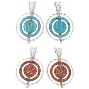 Southwest Reversible Post Turquoise And Apple Coral Earrings BW67830 