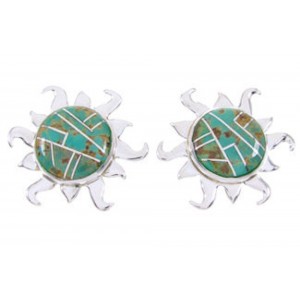 Southwest Jewelry Turquoise Sun Inlay Post Earrings AW68249 