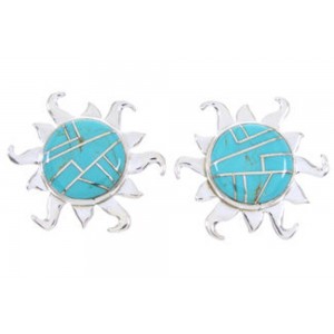 Southwest Jewelry Turquoise Sterling Silver Sun Post Earrings AW68286