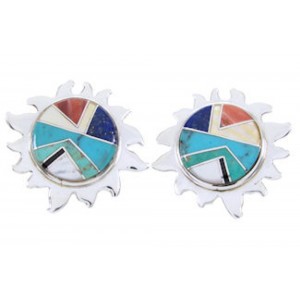 Southwest Silver Multicolor Turquoise Sun Jewelry Earrings AW68201 