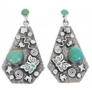 Southwestern Turquoise Silver Butterfly Post Dangle Earrings AW68682