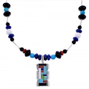 Multicolor Sterling Silver Bead Necklace PS71336