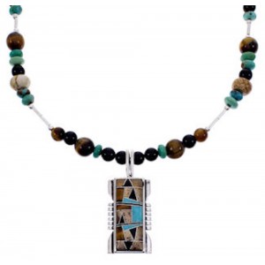 Genuine Sterling Silver Multicolor Bead Necklace PS71311