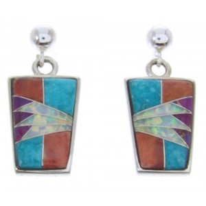 Opal Multicolor Genuine Sterling Silver Post Dangle Earrings AW69875