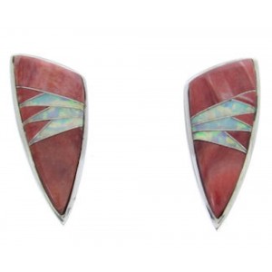Red Oyster Shell Opal Jewelry Sterling Silver Post Earrings AW69845