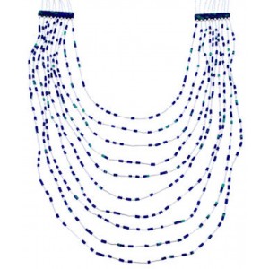 Azurite Bead Jewelry Liquid Silver 10-Strand Necklace BW71425