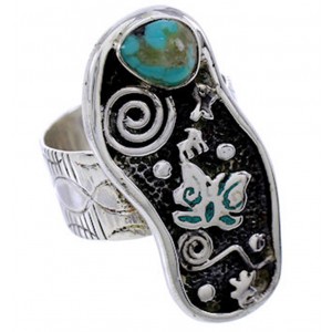 Sterling Silver Turquoise Butterfly Southwestern Ring Size 8 BW71149