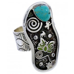Turquoise Southwest Butterfly Ring Size 8-1/4 BW71157
