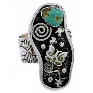 Turquoise And Sterling Silver Butterfly Ring Size 6-1/4 BW71166