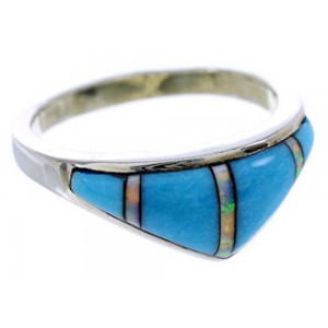 Southwest Jewelry Turquoise And Opal Inlay Ring Size 7-1/2 BW71672 