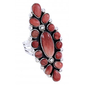 Red Oyster Shell Southwestern Large Statement Ring Size 8-1/4 BW72052 
