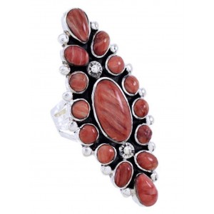 Silver Red Oyster Shell Large Statement Piece Ring Size 9-1/4 BW72073 
