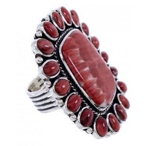 Red Oyster Shell Jewelry Large Statement Ring Size 6-1/2 BW72076 