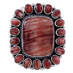 Southwest Red Oyster Shell Large Statement Ring Size 6-3/4 BW72077 