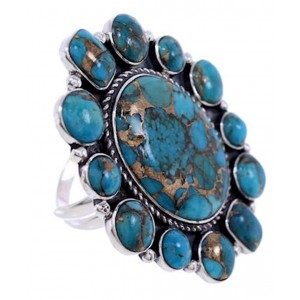 Silver Turquoise Jewelry Large Statement Ring Size 8-3/4 YS71914