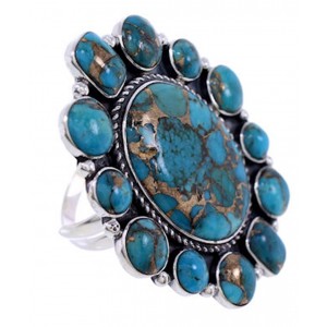 Sterling Silver Turquoise Large Statement Ring Size 8-1/4 YS71915